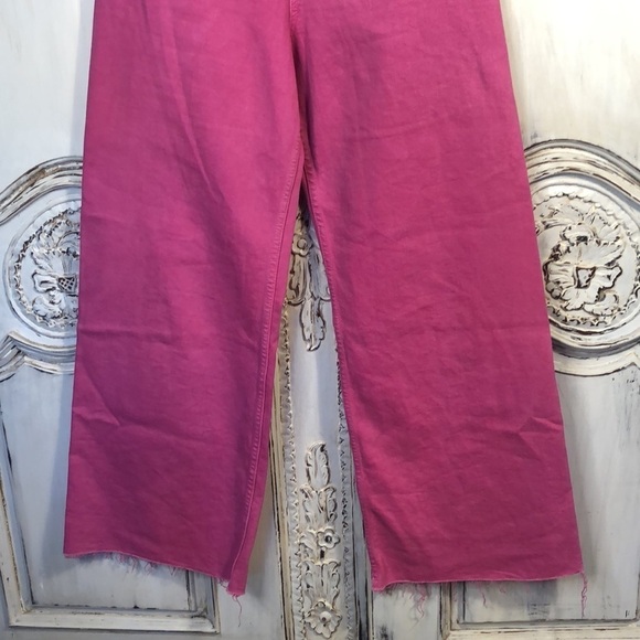 ZARA Pink Denim High Rise Wide Leg Jeans Size 6 - Picture 4 of 11